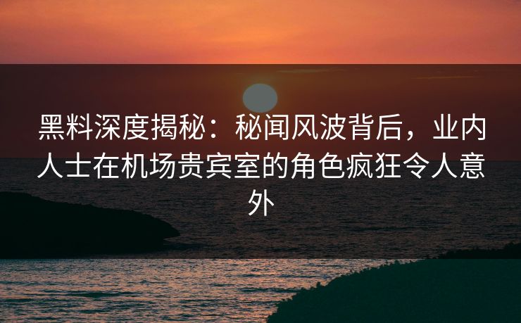 黑料深度揭秘：秘闻风波背后，业内人士在机场贵宾室的角色疯狂令人意外