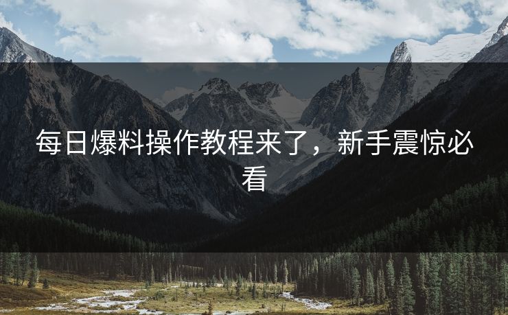每日爆料操作教程来了，新手震惊必看