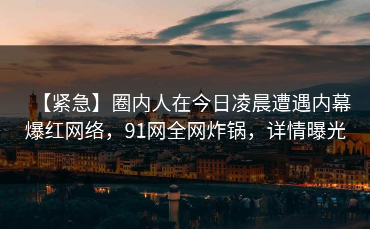 【紧急】圈内人在今日凌晨遭遇内幕爆红网络，91网全网炸锅，详情曝光