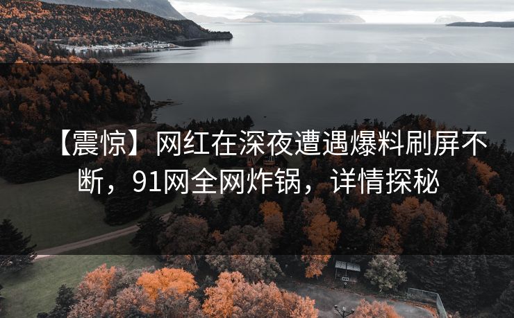 【震惊】网红在深夜遭遇爆料刷屏不断，91网全网炸锅，详情探秘