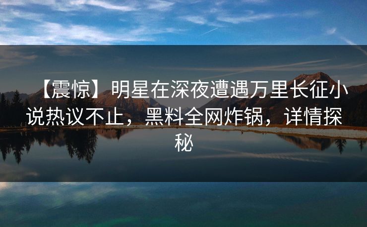 【震惊】明星在深夜遭遇万里长征小说热议不止，黑料全网炸锅，详情探秘