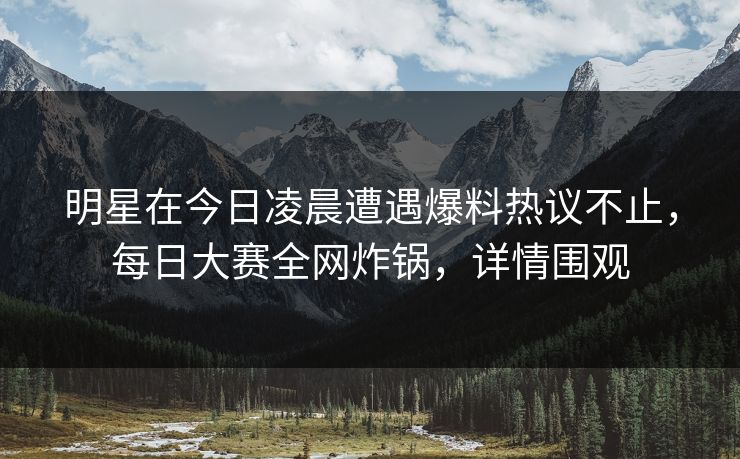 明星在今日凌晨遭遇爆料热议不止，每日大赛全网炸锅，详情围观