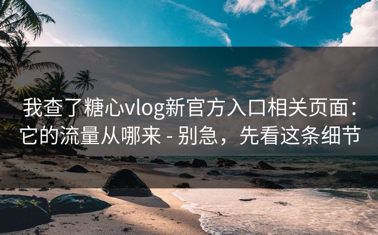 我查了糖心vlog新官方入口相关页面：它的流量从哪来 - 别急，先看这条细节